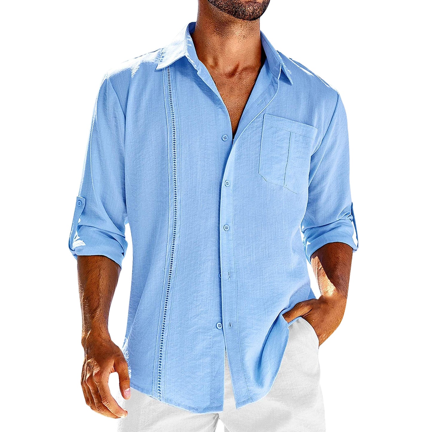 Casual shirt met lange mouwen en polo kraag