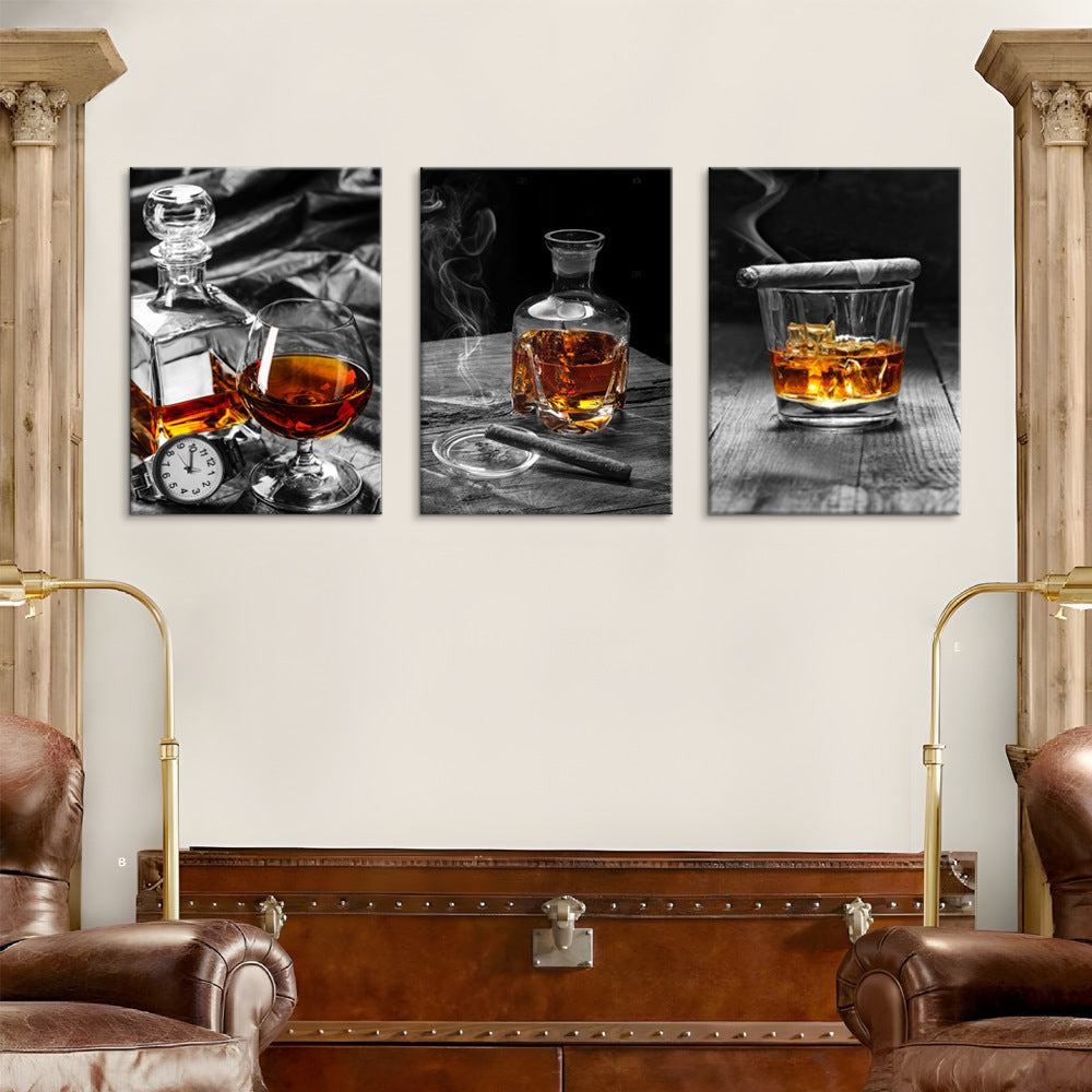 Whiskeyglas drievoudig olieverfschilderij
