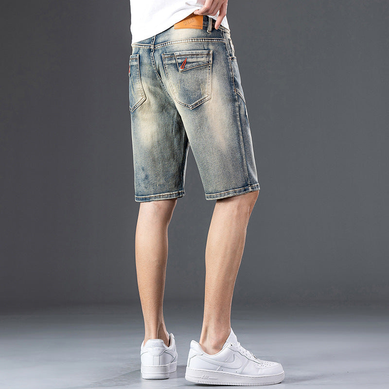 Denim heren shorts met rits