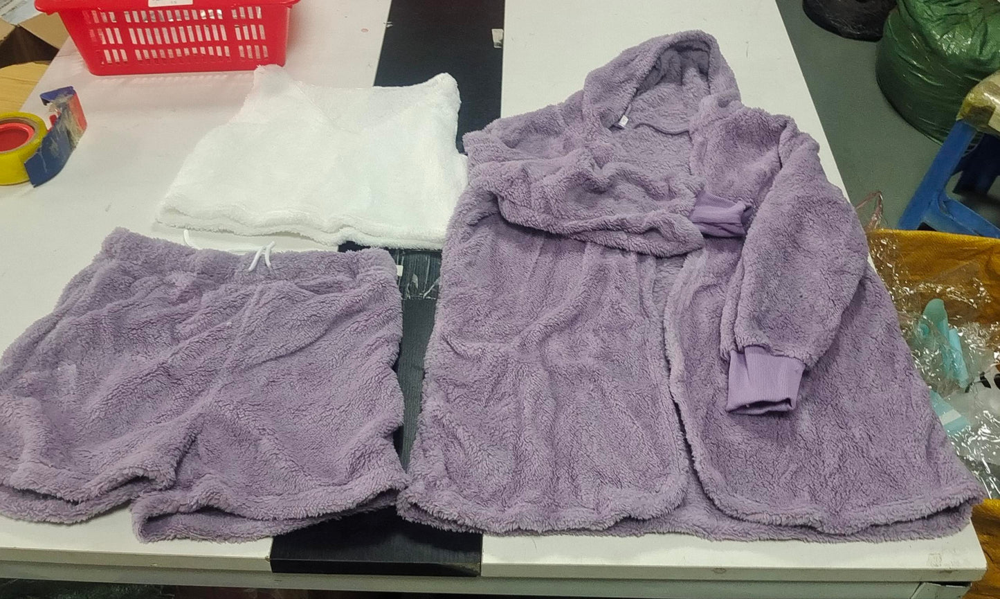 3 delig dameskleding lange mouwen crop tanktop en shorts met trekkoord pyjama set