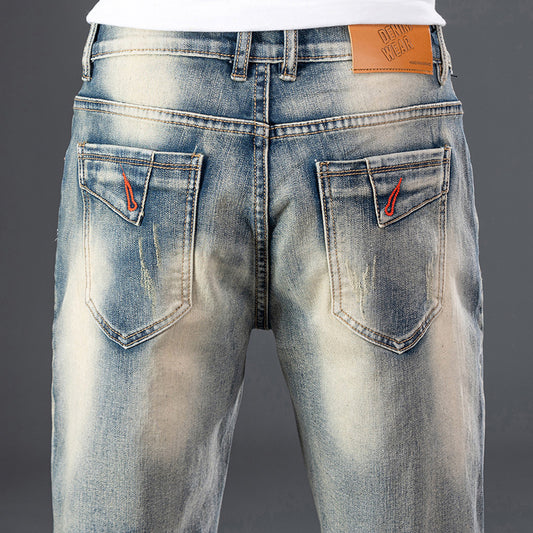 Denim heren shorts met rits