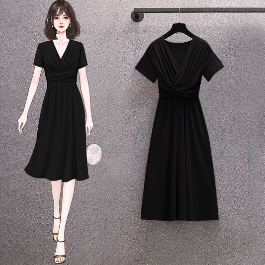 Modieuze elegante slim-fit geplooide damesjurk